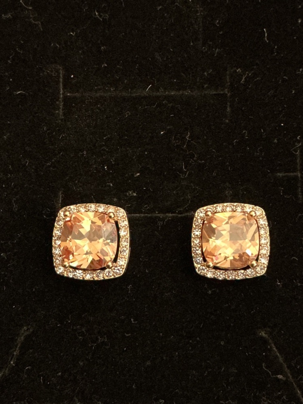 Rose Gold Cushion Halo Stud Earrings
